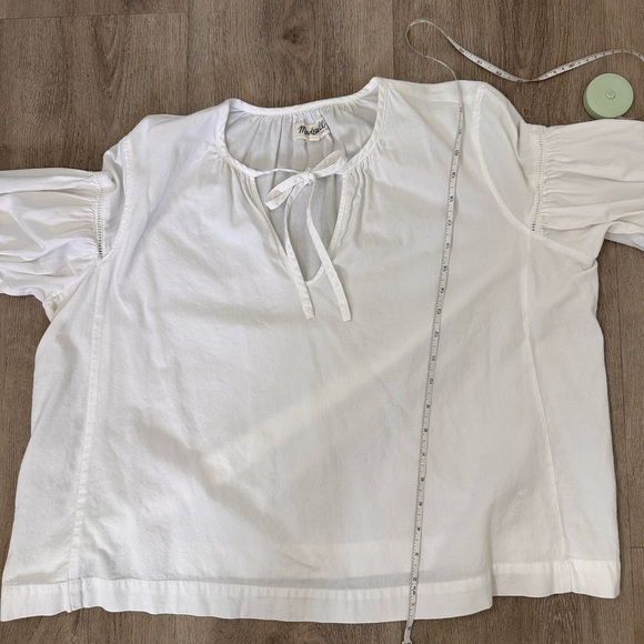 Madewell White Puff Sleeve blouse Top 100% cotton size large - Picture 9 of 10